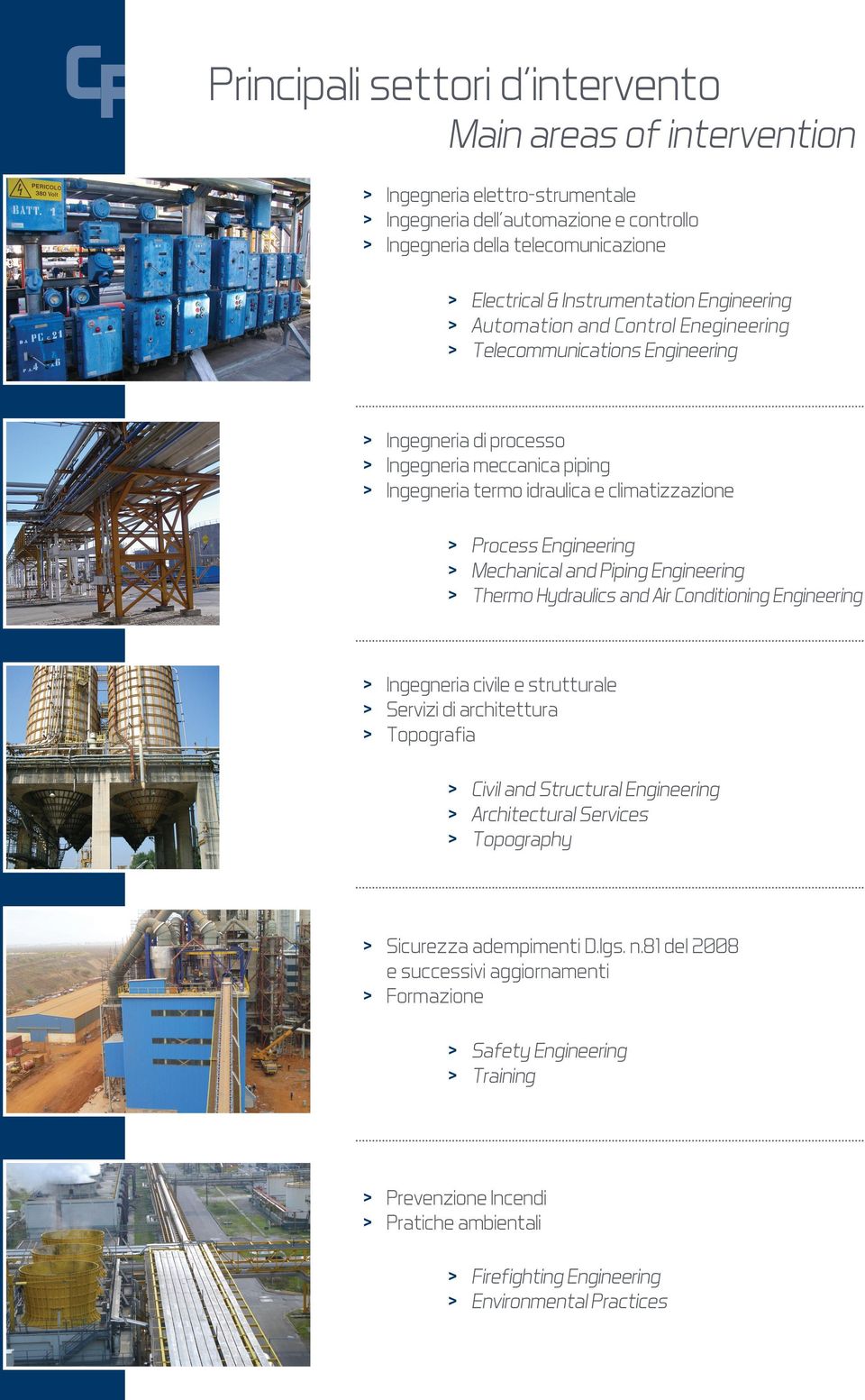 climatizzazione > Process Engineering > Mechanical and Piping Engineering > Thermo Hydraulics and Air Conditioning Engineering > Ingegneria civile e strutturale > Servizi di architettura > Topografia