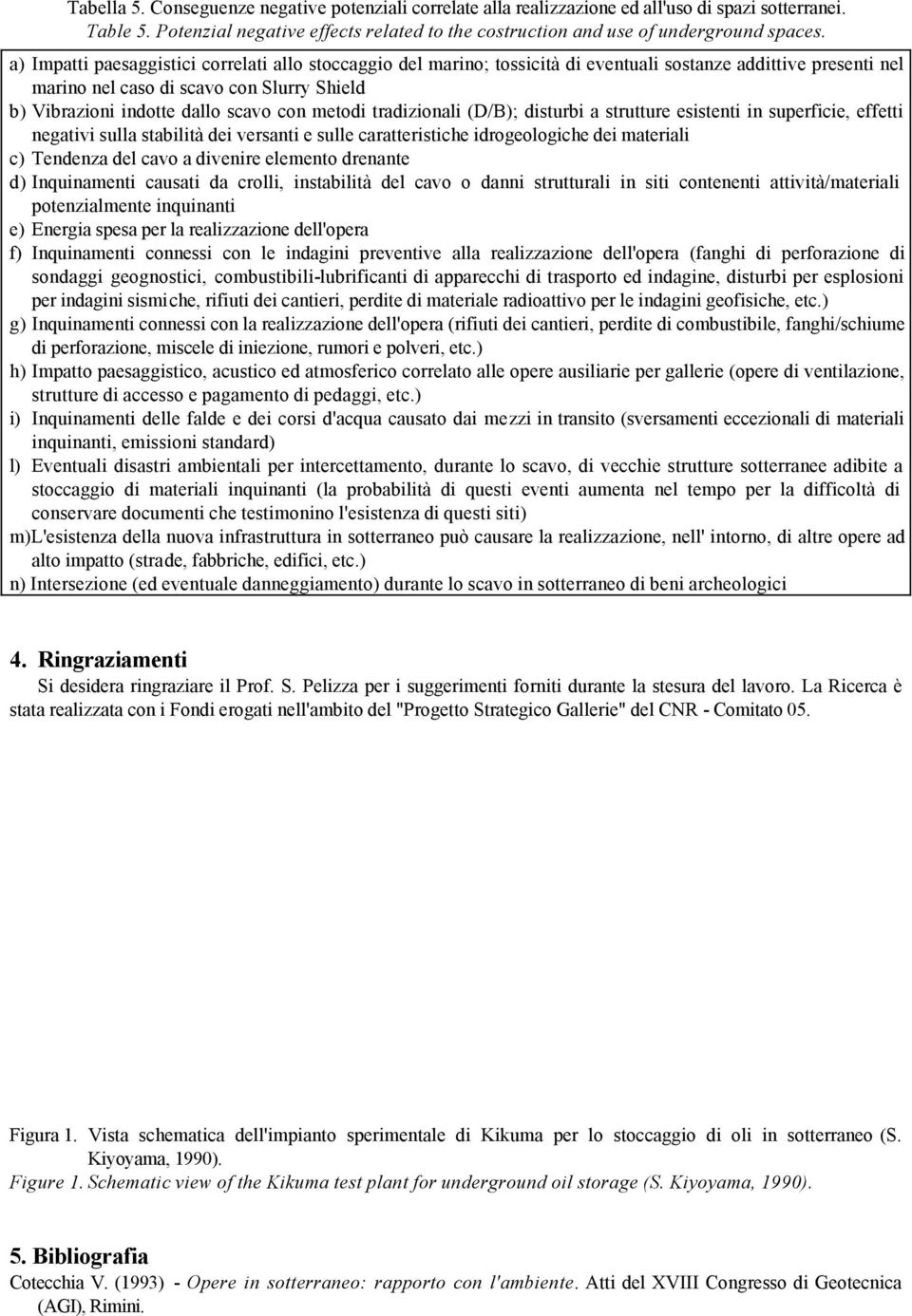 metodi tradizionali (D/B); disturbi a strutture esistenti in superficie, effetti negativi sulla stabilità dei versanti e sulle caratteristiche idrogeologiche dei materiali c) Tendenza del cavo a