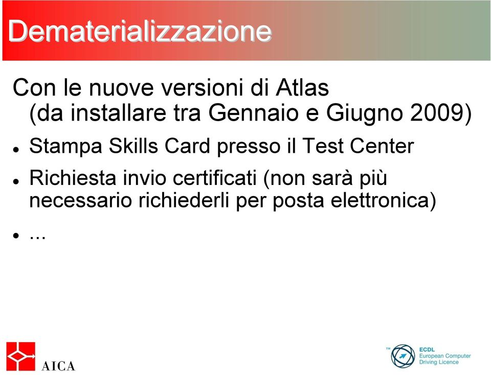 Card presso il Test Center Richiesta invio certificati