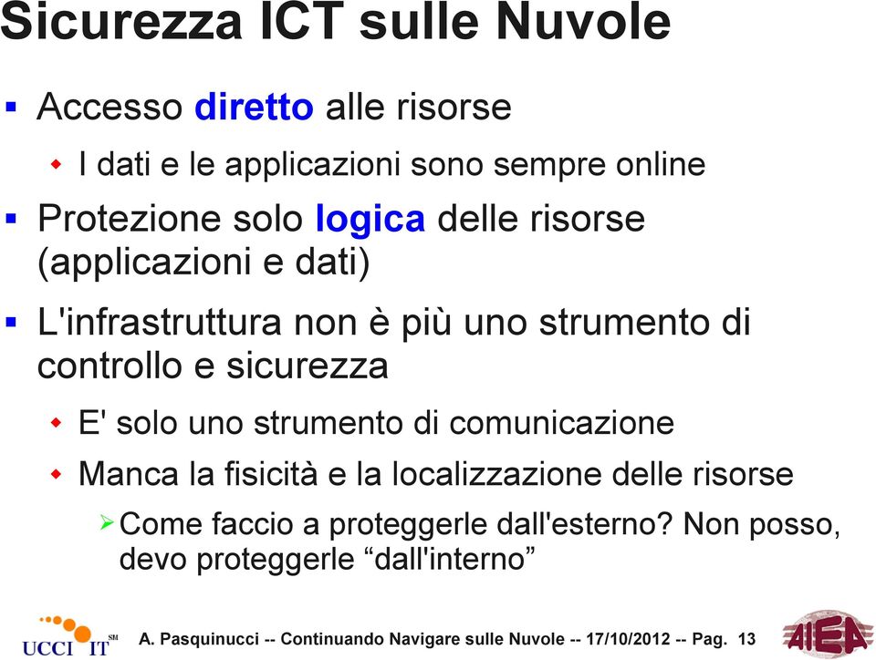 uno strumento di comunicazione Manca la fisicità e la localizzazione delle risorse Come faccio a proteggerle