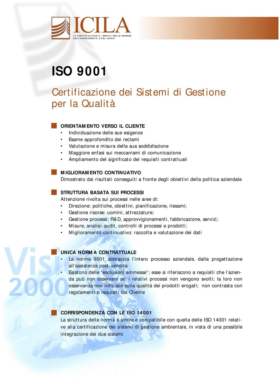 obiettivi della politica aziendale STRUTTURA BASATA SUI PROCESSI Attenzione rivolta sui processi nelle aree di: Direzione: politiche, obiettivi, pianificazione, riesami; Gestione risorse: uomini,