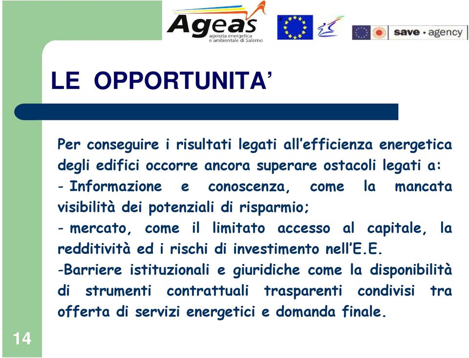 il limitato accesso al capitale, la redditività ed i rischi di investimento nell E.