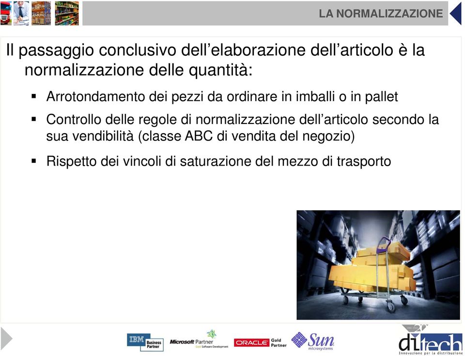 pallet Controllo delle regole di normalizzazione dell articolo secondo la sua