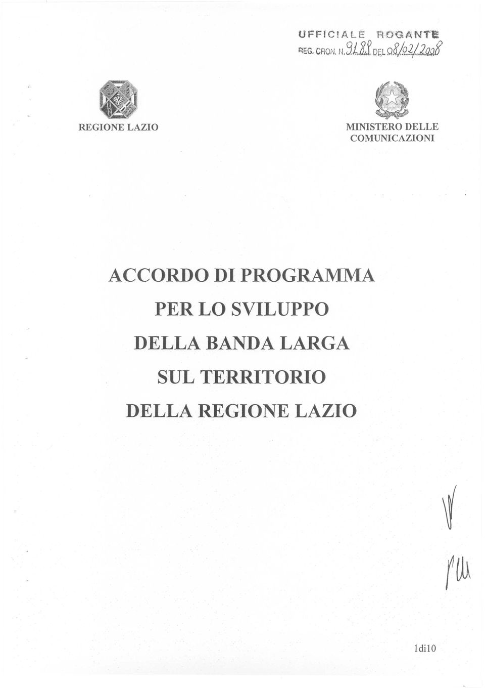 ~g MINISTERO DELLE COMUNICAZIONI ACCORDO