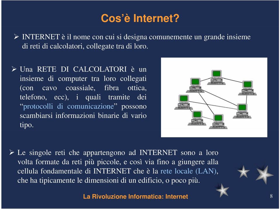 comunicazione i possono scambiarsi informazioni binarie di vario tipo.