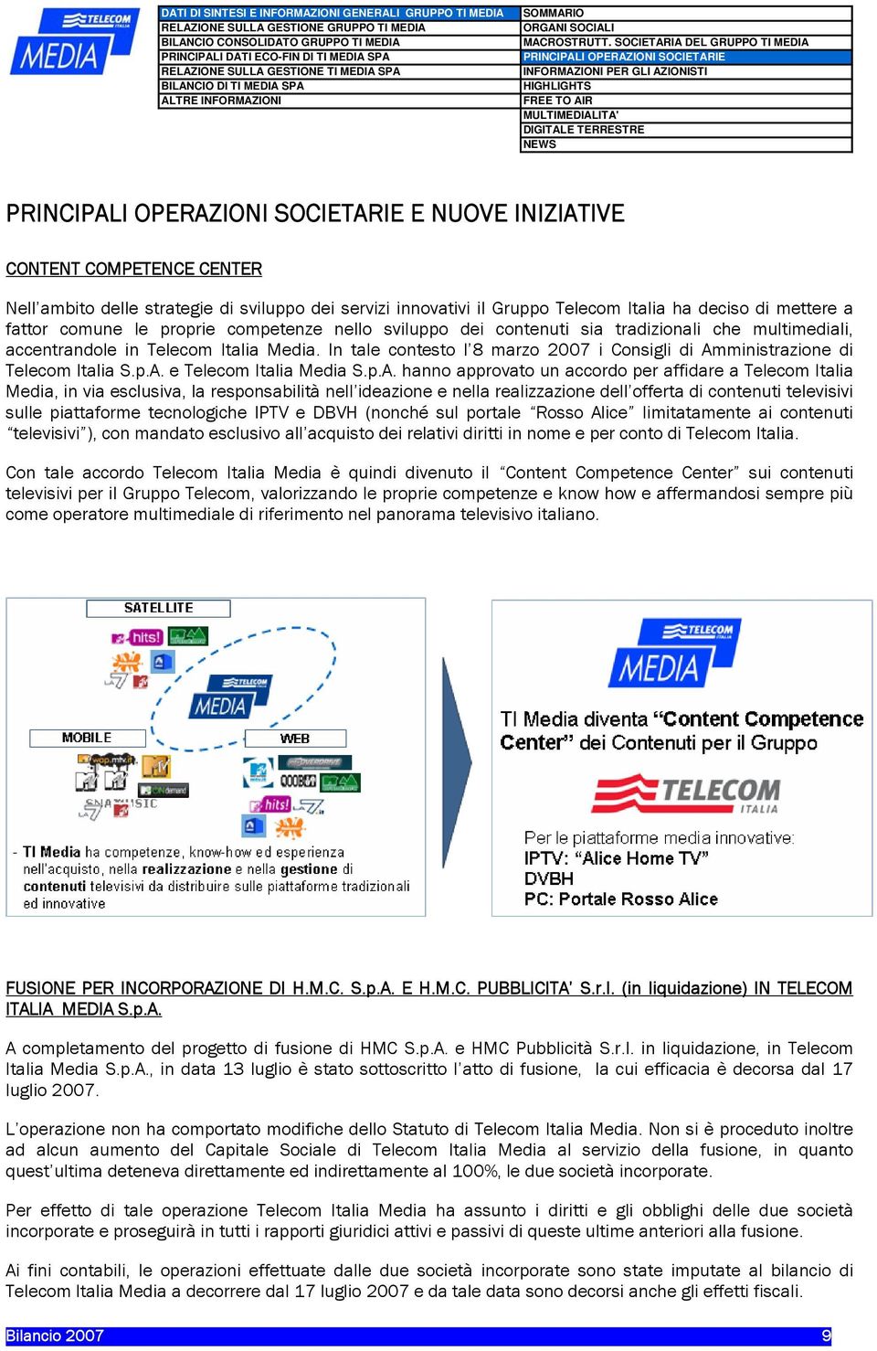 INIZIATIVE CONTENT COMPETENCE CENTER Nell ambito delle strategie di sviluppo dei servizi innovativi il Gruppo Telecom Italia ha deciso di mettere a fattor comune le proprie competenze nello sviluppo