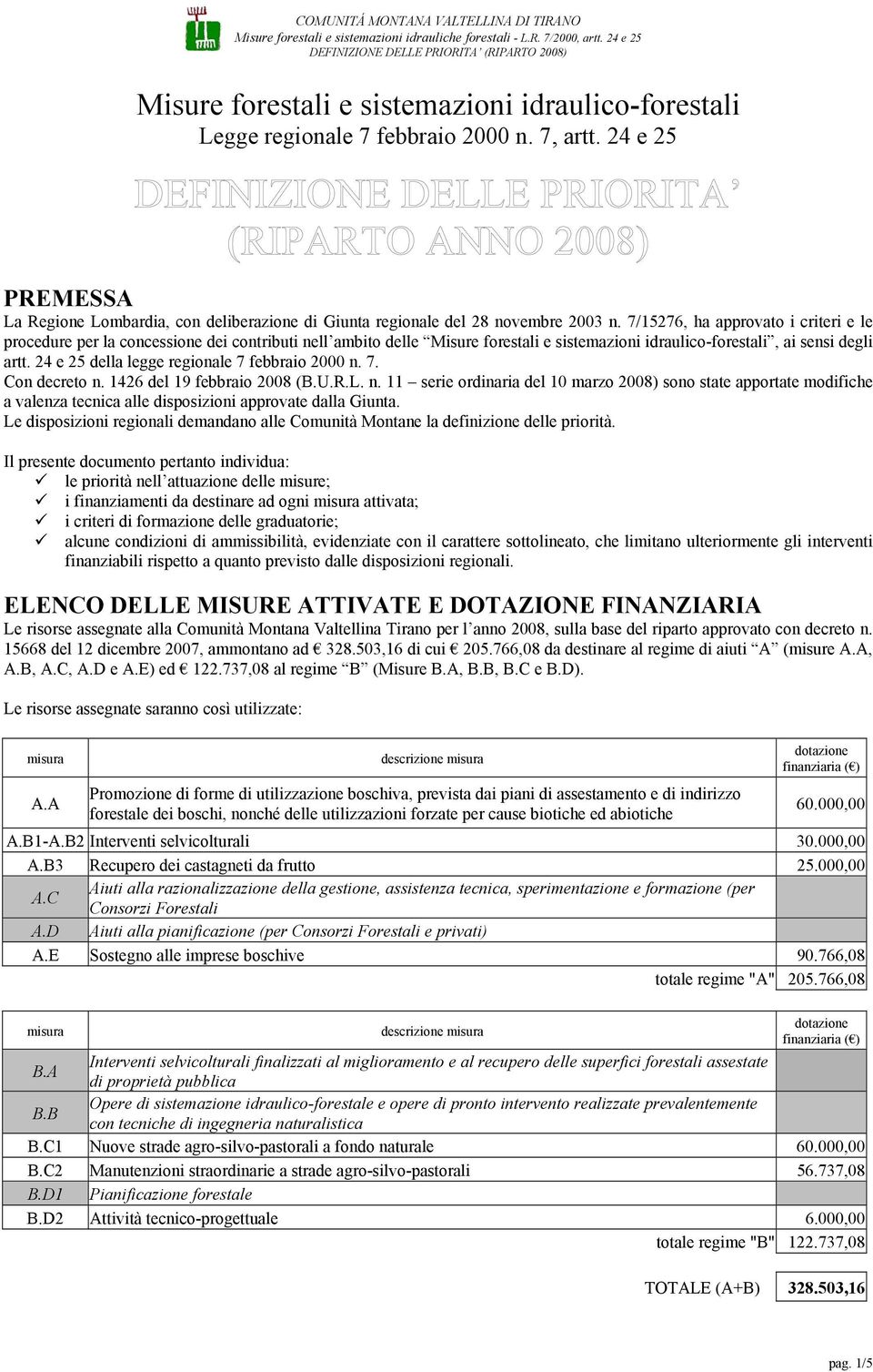 24 e 25 della legge regionale 7 febbraio 2000 n. 7. Con decreto n. 1426 del 19 febbraio 2008 (B.U.R.L. n. 11 serie ordinaria del 10 marzo 2008) sono state apportate modifiche a valenza tecnica alle disposizioni approvate dalla Giunta.