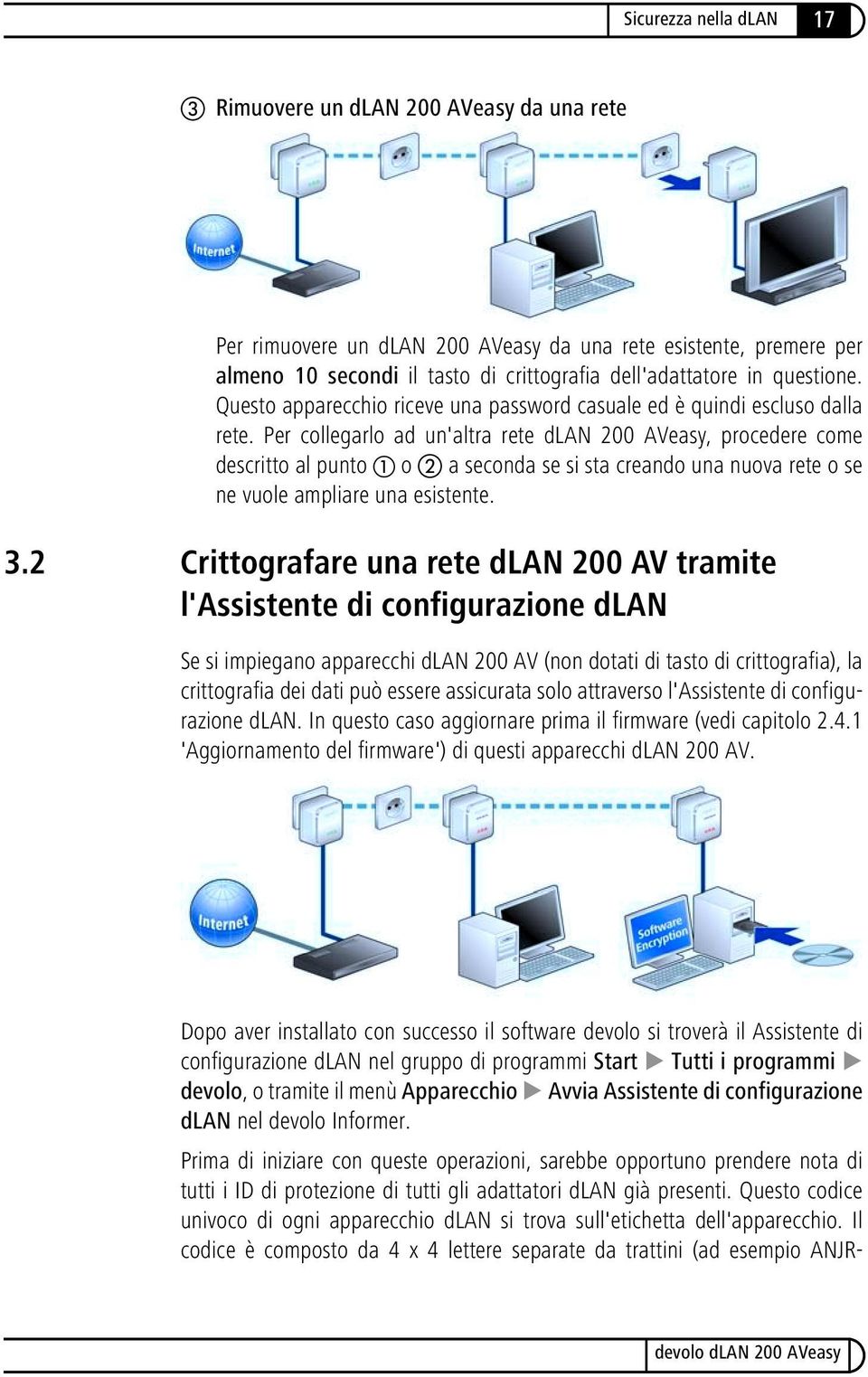 Per collegarlo ad un'altra rete dlan 200 AVeasy, procedere come descritto al punto o a seconda se si sta creando una nuova rete o se ne vuole ampliare una esistente. 3.