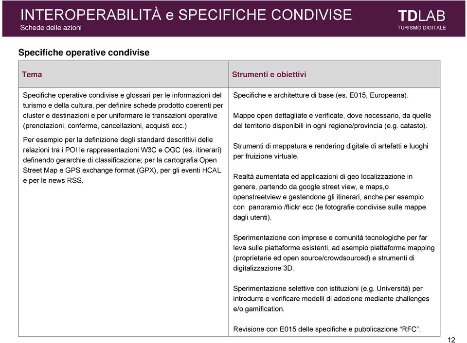 ) Per esempio per la definizione degli standard descrittivi delle relazioni tra i POI le rappresentazioni W3C e OGC (es.