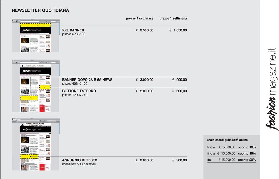 000,00 900,00 600,00 magazine.it scala sconti pubblicità online: fino a 5.