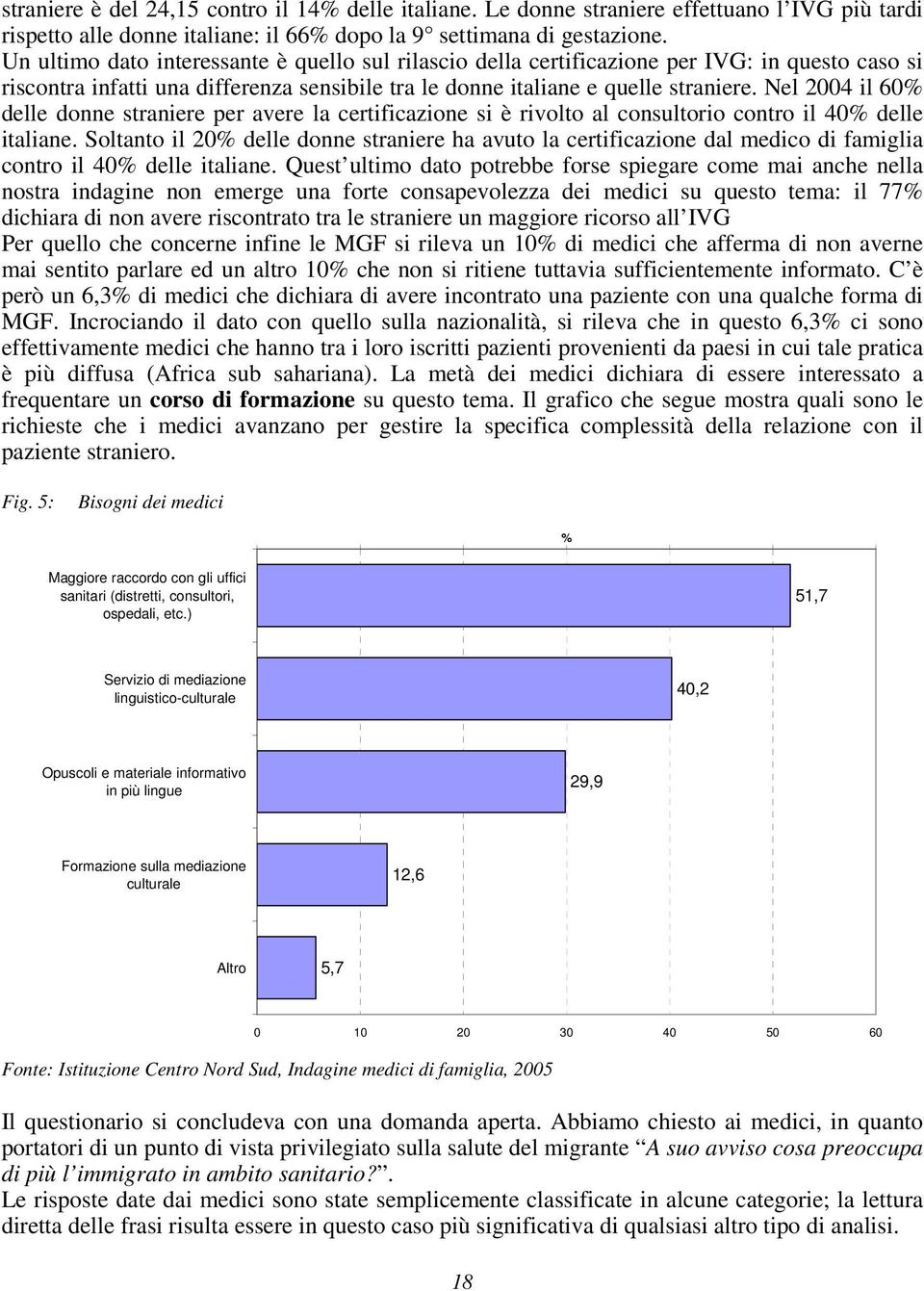 Nel 2004 il 60% delle donne straniere per avere la certificazione si è rivolto al consultorio contro il 40% delle italiane.