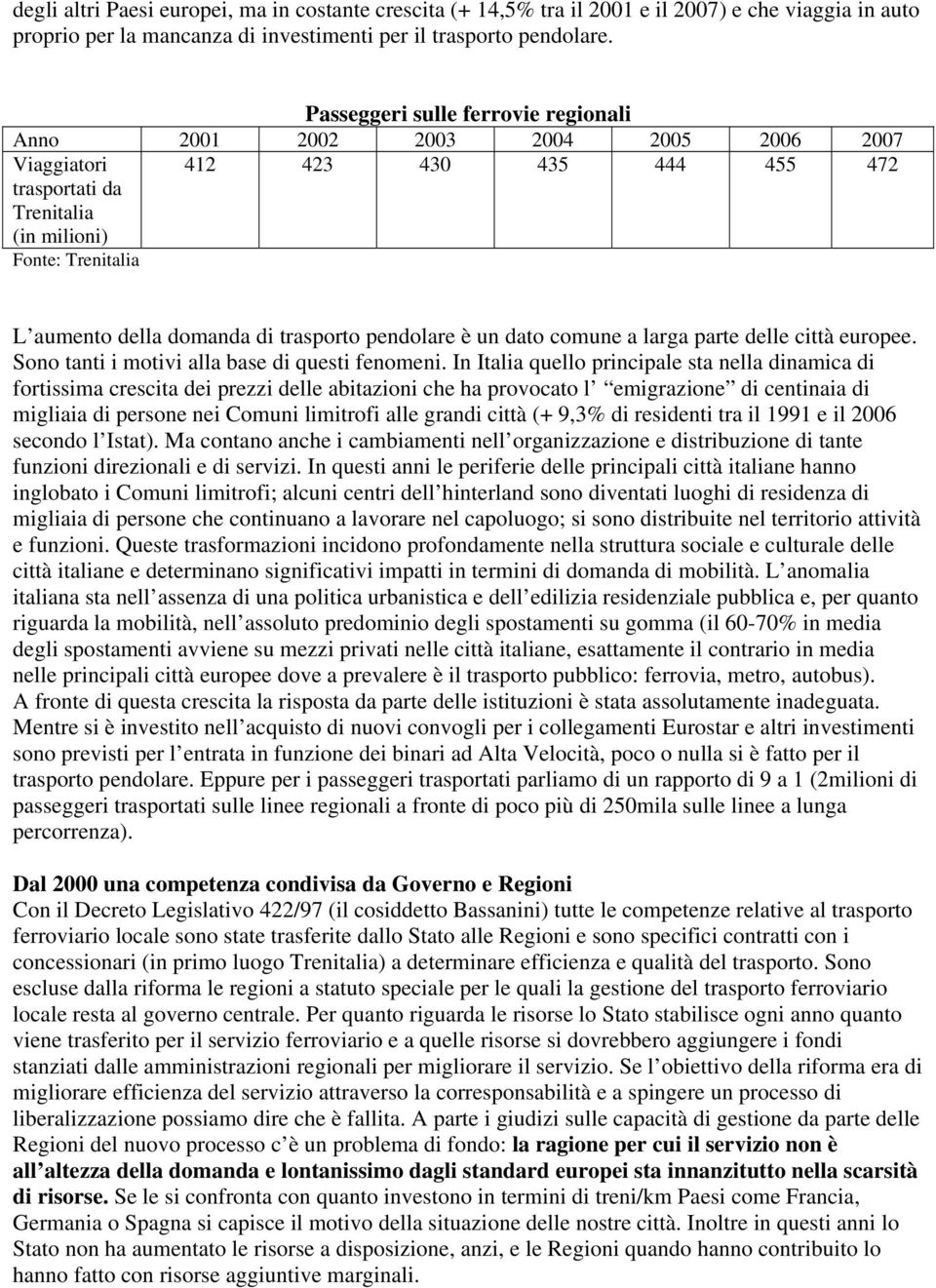 trasporto pendolare è un dato comune a larga parte delle città europee. Sono tanti i motivi alla base di questi fenomeni.