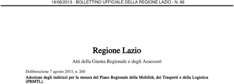 260 Adozione degli indirizzi per la stesura del