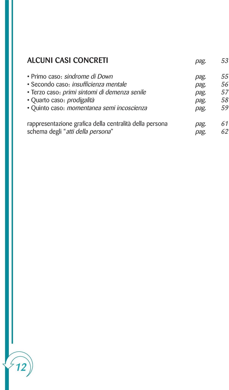 56 Terzo caso: primi sintomi di demenza senile pag. 57 Quarto caso: prodigalità pag.