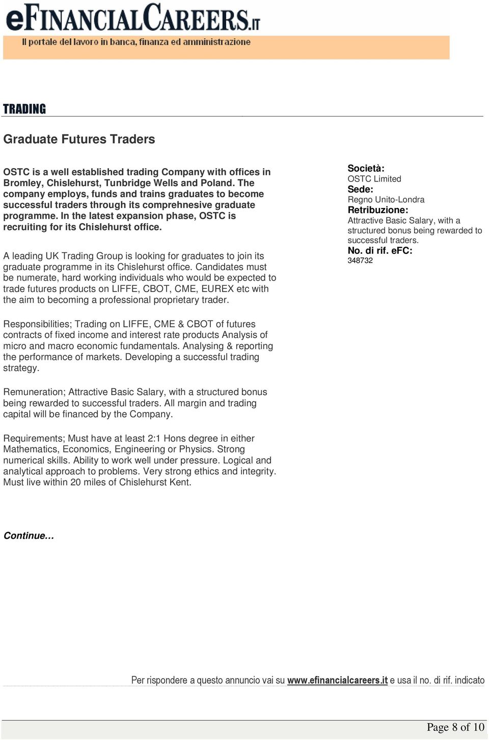 A leading UK Trading Group is looking for graduates to join its graduate programme in its Chislehurst office.
