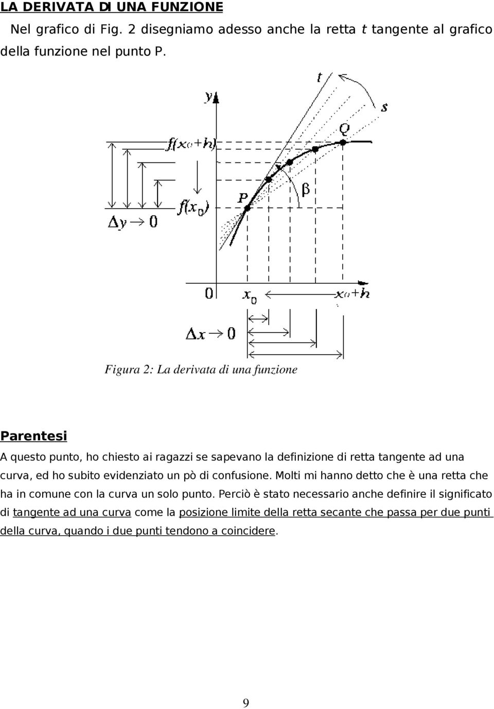 subito evidenziato un pò di confusione. Molti mi anno detto ce è una retta ce a in comune con la curva un solo punto.