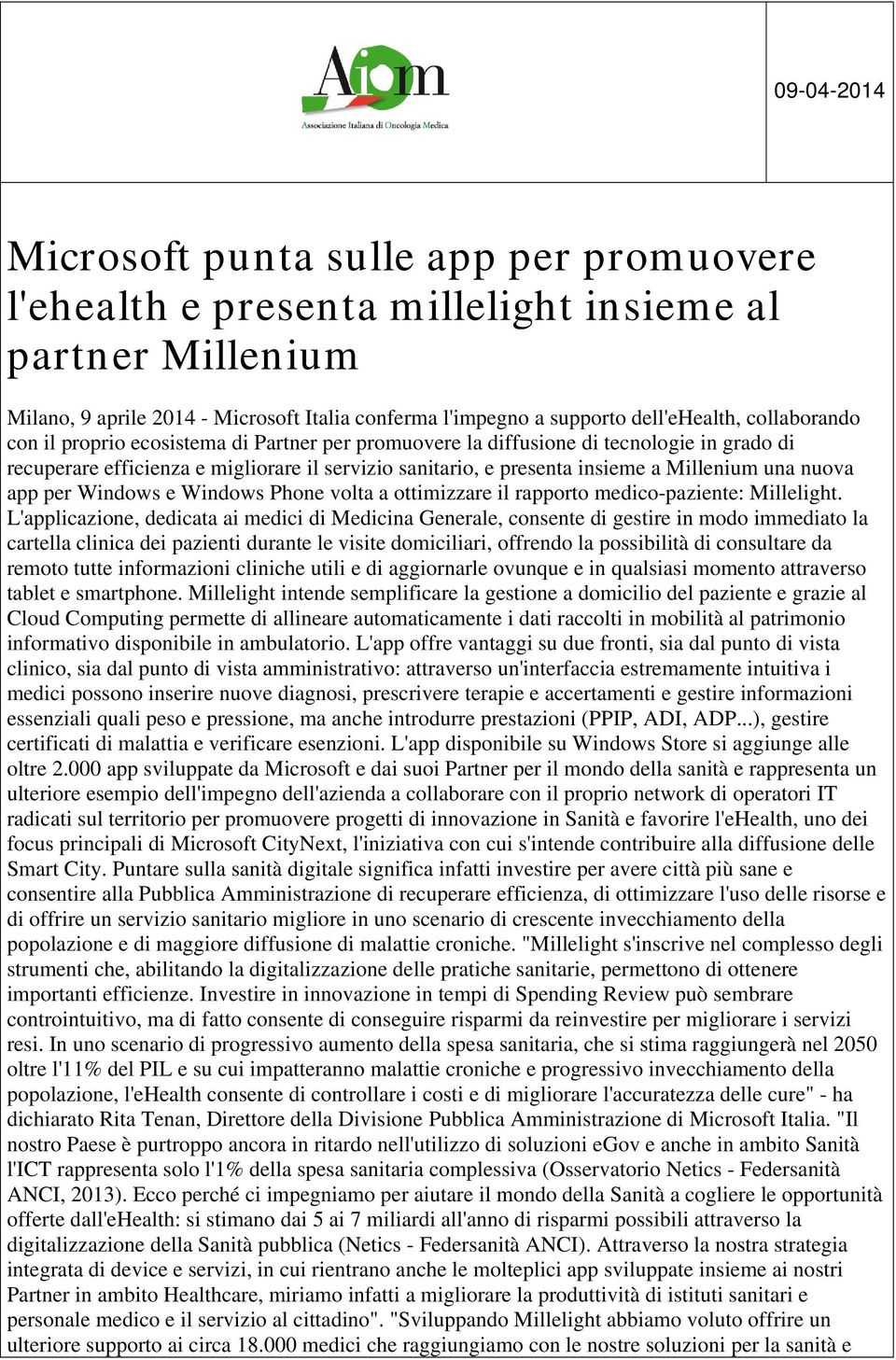 nuova app per Windows e Windows Phone volta a ottimizzare il rapporto medico-paziente: Millelight.
