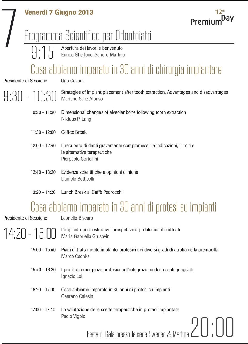 Advantages and disadvantages Mariano Sanz Alonso 10:30-11:30 Dimensional changes of alveolar bone following tooth extraction Niklaus P.