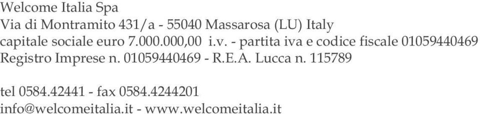 - partita iva e codice fiscale 01059440469 Registro Imprese n.