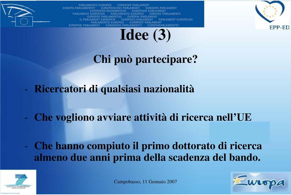 avviare attività di ricerca nell UE - Che hanno