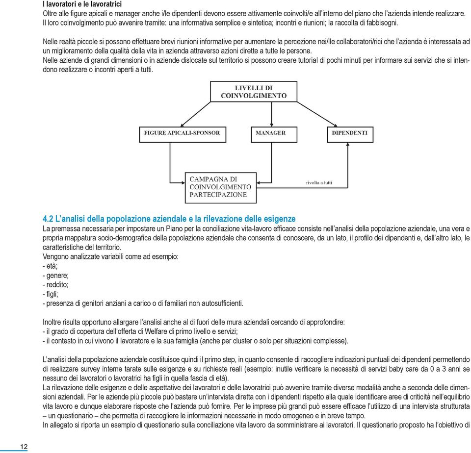 Nelle realtà piccole si possono effettuare brevi riunioni informative per aumentare la percezione nei/lle collaboratori/rici che l azienda è interessata ad un miglioramento della qualità della vita