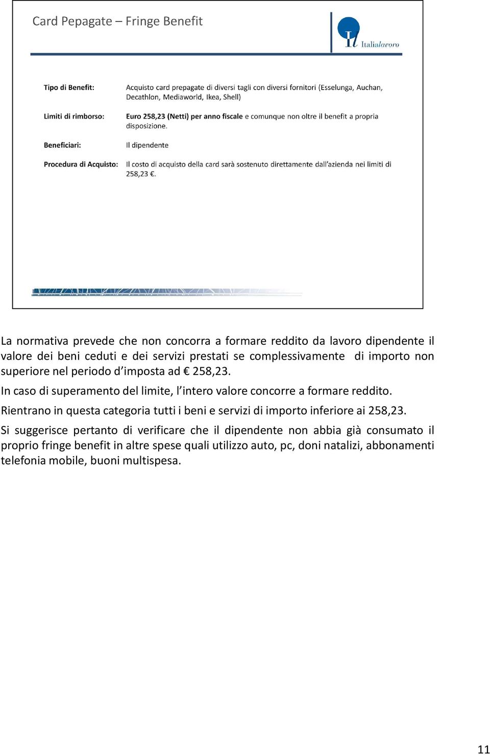 In caso di superamento del limite, l intero valore concorre a formare reddito.