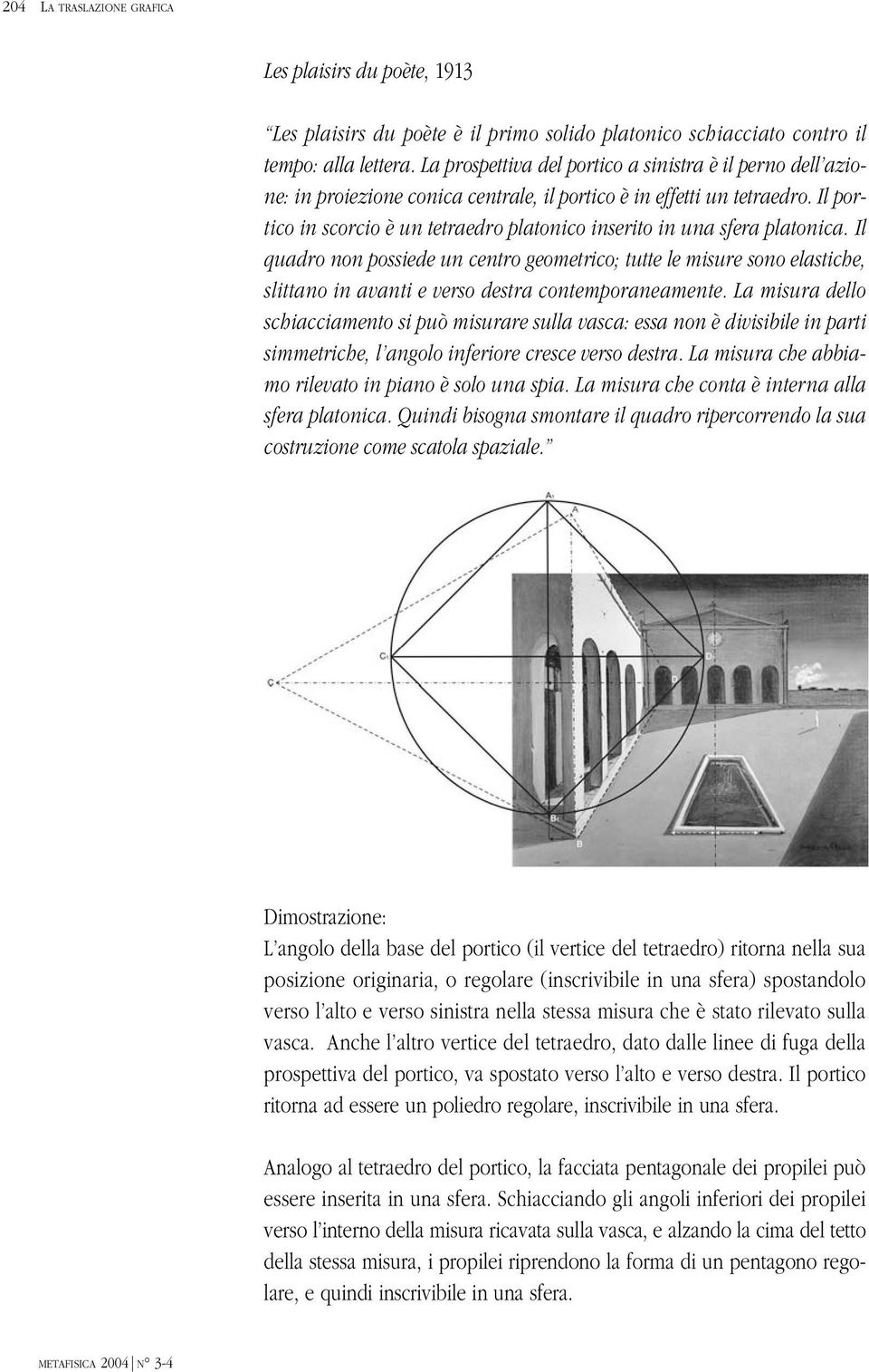 Il portico in scorcio è un tetraedro platonico inserito in una sfera platonica.