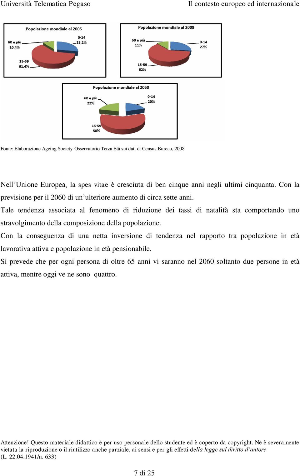 Tale tendenza associata al fenomeno di riduzione dei tassi di natalità sta comportando uno stravolgimento della composizione della popolazione.