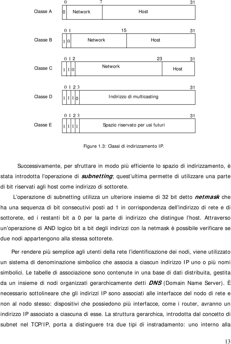 Successivamente, per sfruttare in modo più efficiente lo spazio di indirizzamento, è stata introdotta l operazione di subnetting; quest ultima permette di utilizzare una parte di bit riservati agli