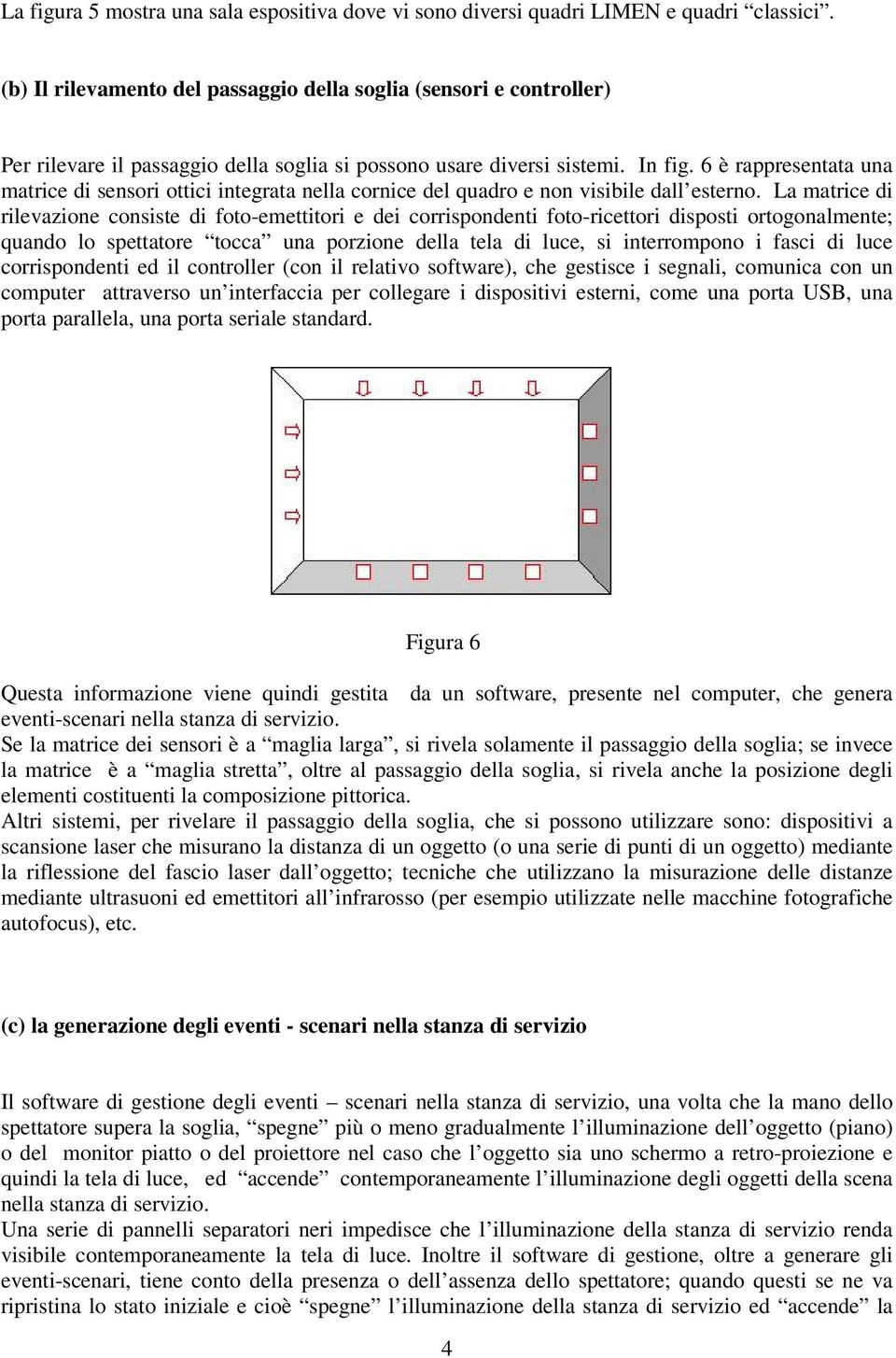 6 è rappresentata una matrice di sensori ottici integrata nella cornice del quadro e non visibile dall esterno.