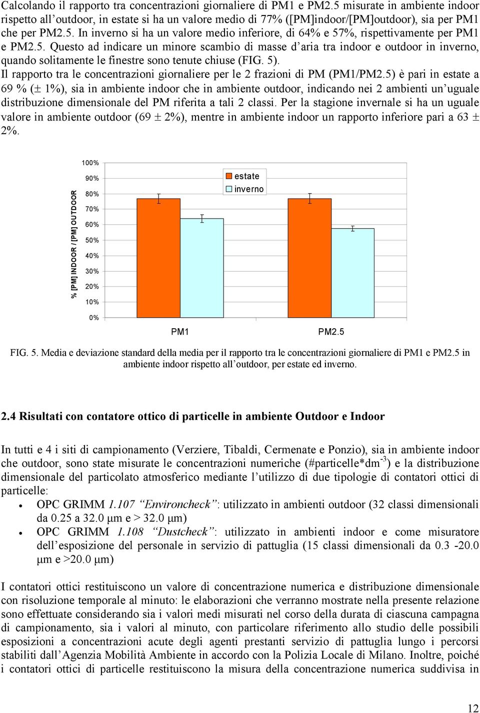 Questo ad indicare un minore scambio di masse d aria tra indoor e outdoor in inverno, quando solitamente le finestre sono tenute chiuse (FIG. 5).