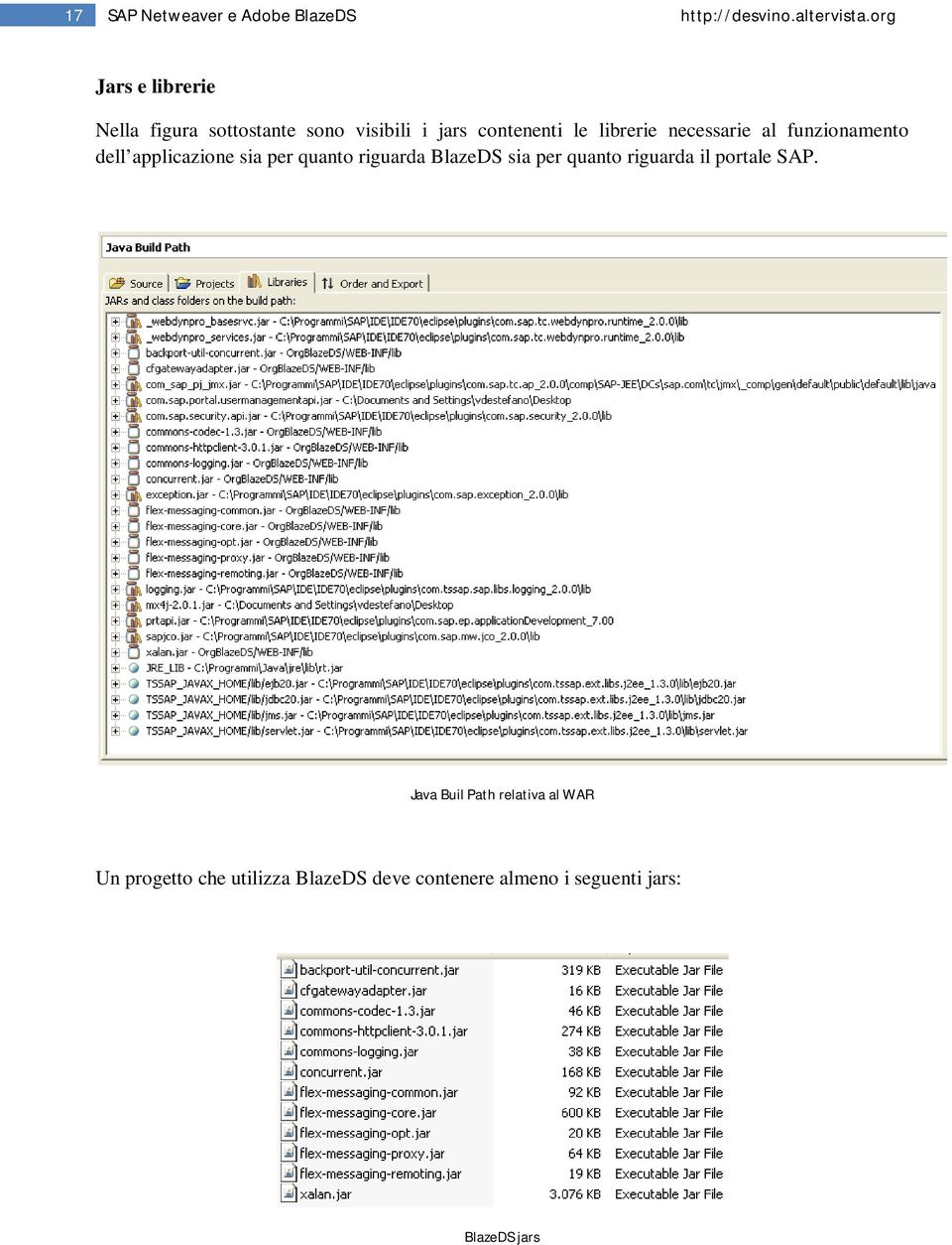 necessarie al funzionamento dell applicazione sia per quanto riguarda BlazeDS sia per quanto