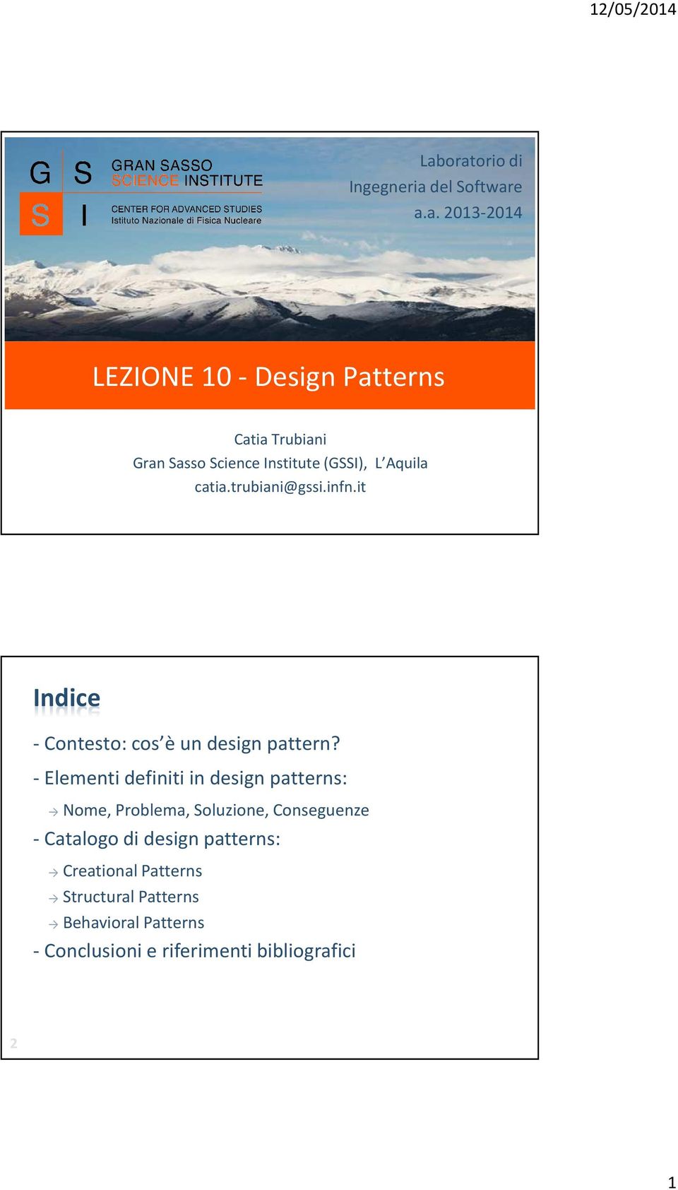 it Indice - Contesto: cos è un design pattern?
