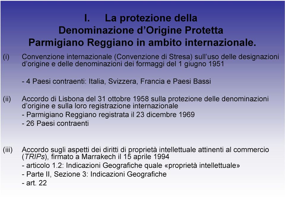 Paesi Bassi (ii) Accordo di Lisbona del 31 ottobre 1958 sulla protezione delle denominazioni d origine e sulla loro registrazione internazionale - Parmigiano Reggiano registrata il 23 dicembre