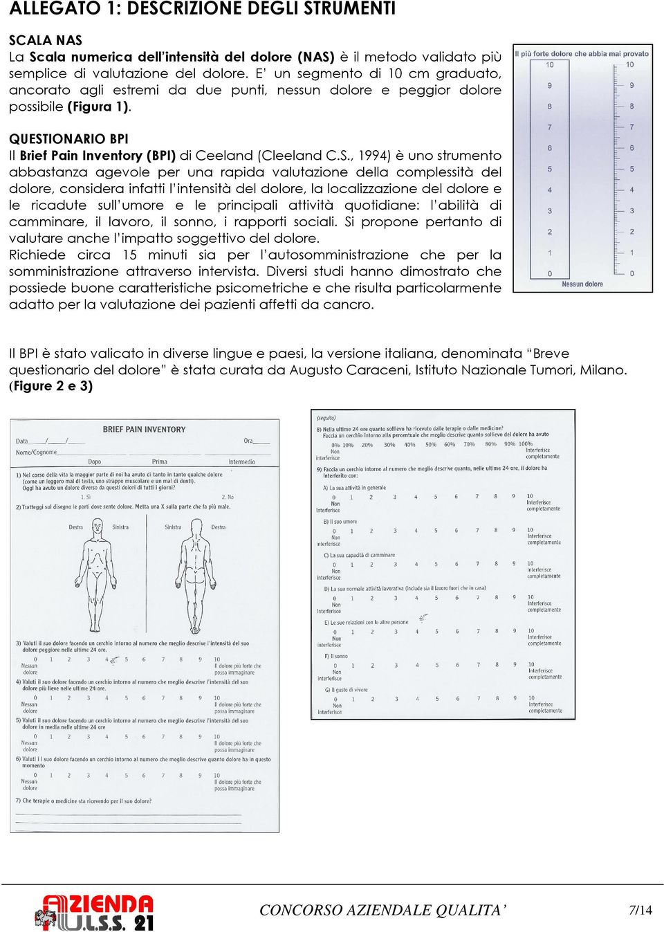 IONARIO BPI Il Brief Pain Inventory (BPI) di Ceeland (Cleeland C.S.