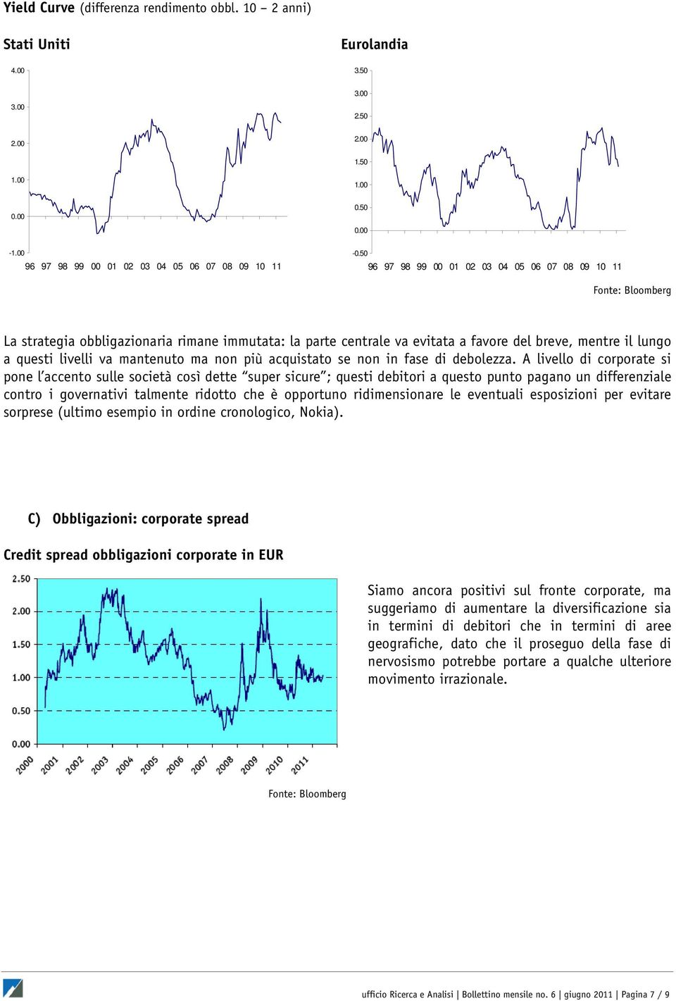 A livello di corporate si pone l accento sulle società così dette super sicure ; questi debitori a questo punto pagano un differenziale contro i governativi talmente ridotto che è opportuno