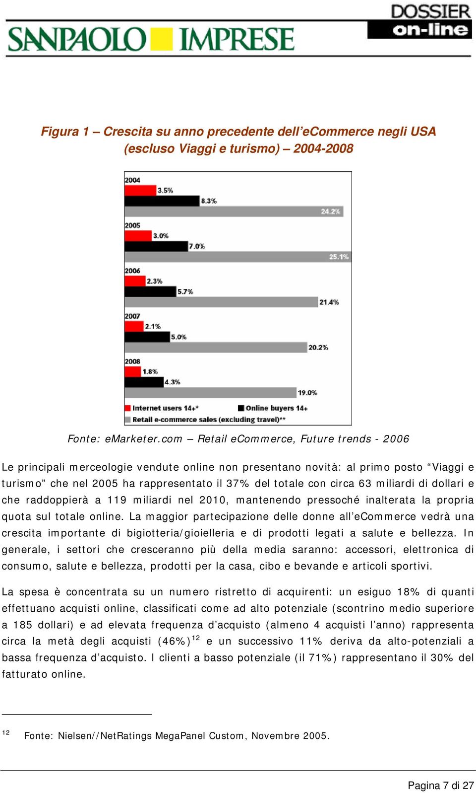 miliardi di dollari e che raddoppierà a 119 miliardi nel 2010, mantenendo pressoché inalterata la propria quota sul totale online.