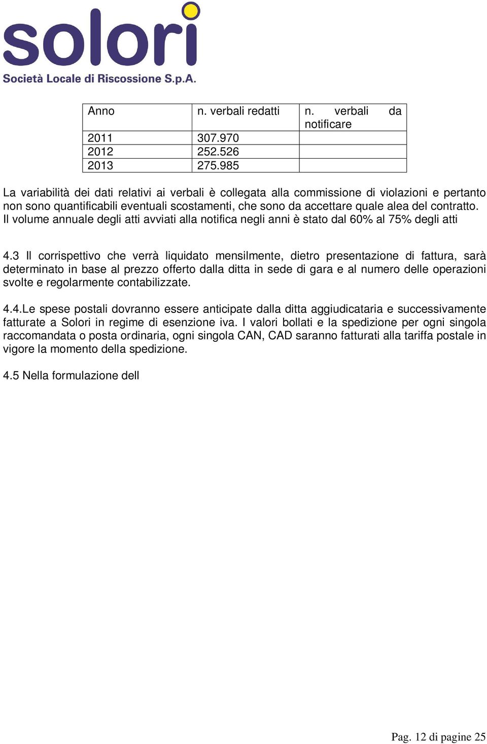 Il volume annuale degli atti avviati alla notifica negli anni è stato dal 60% al 75% degli atti 4.