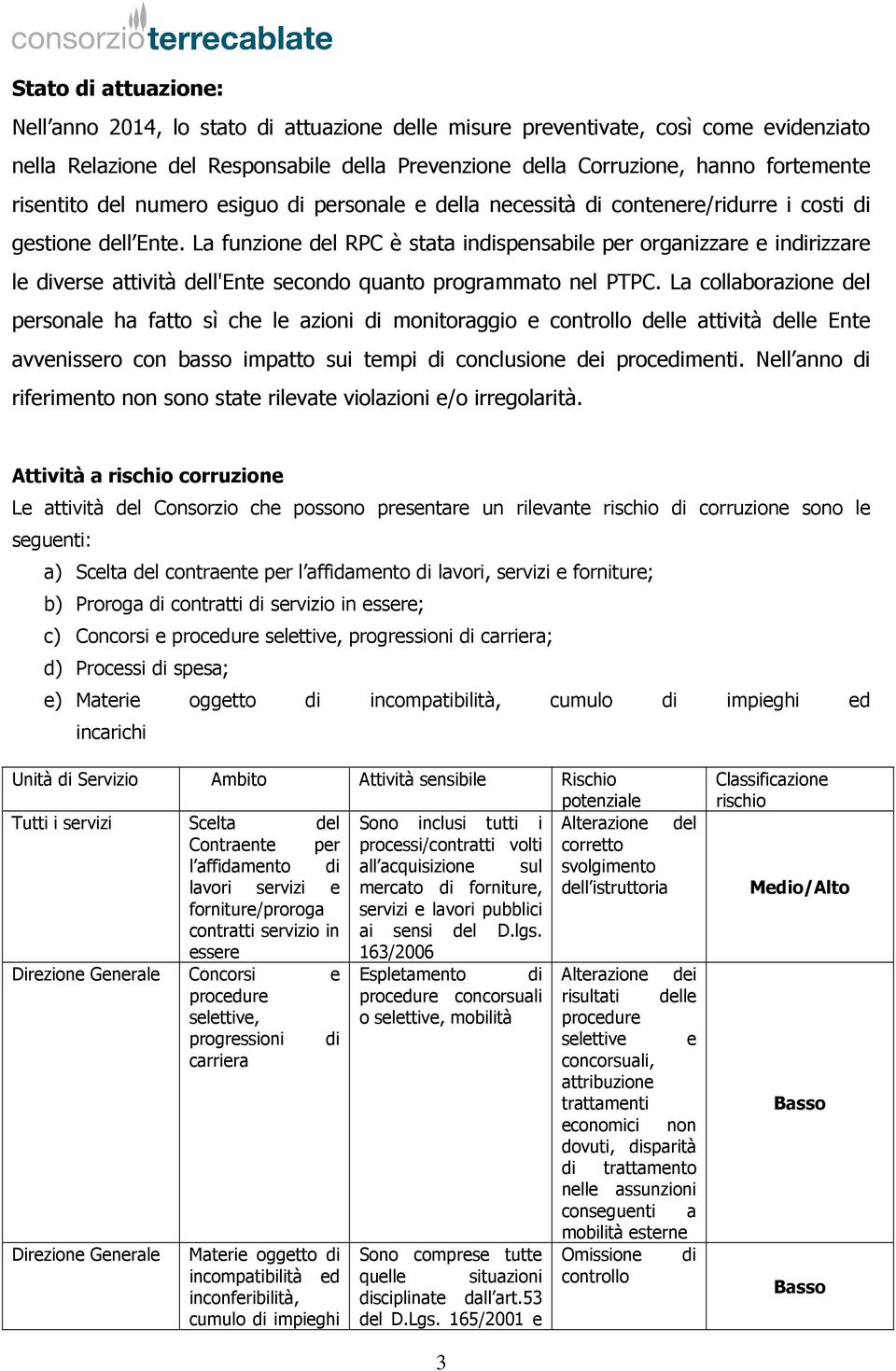 La funzione del RPC è stata indispensabile per organizzare e indirizzare le diverse attività dell'ente secondo quanto programmato nel PTPC.