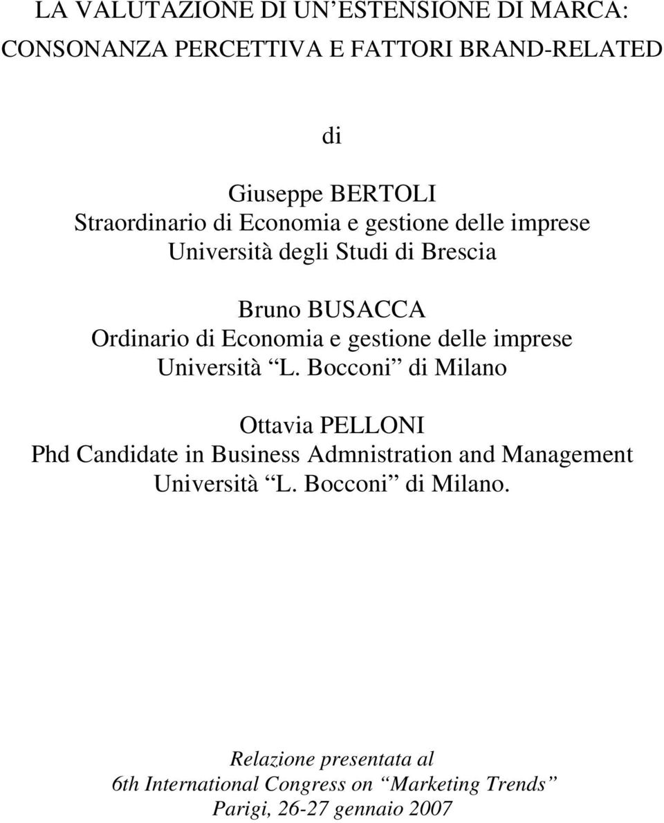 delle imprese Università L.