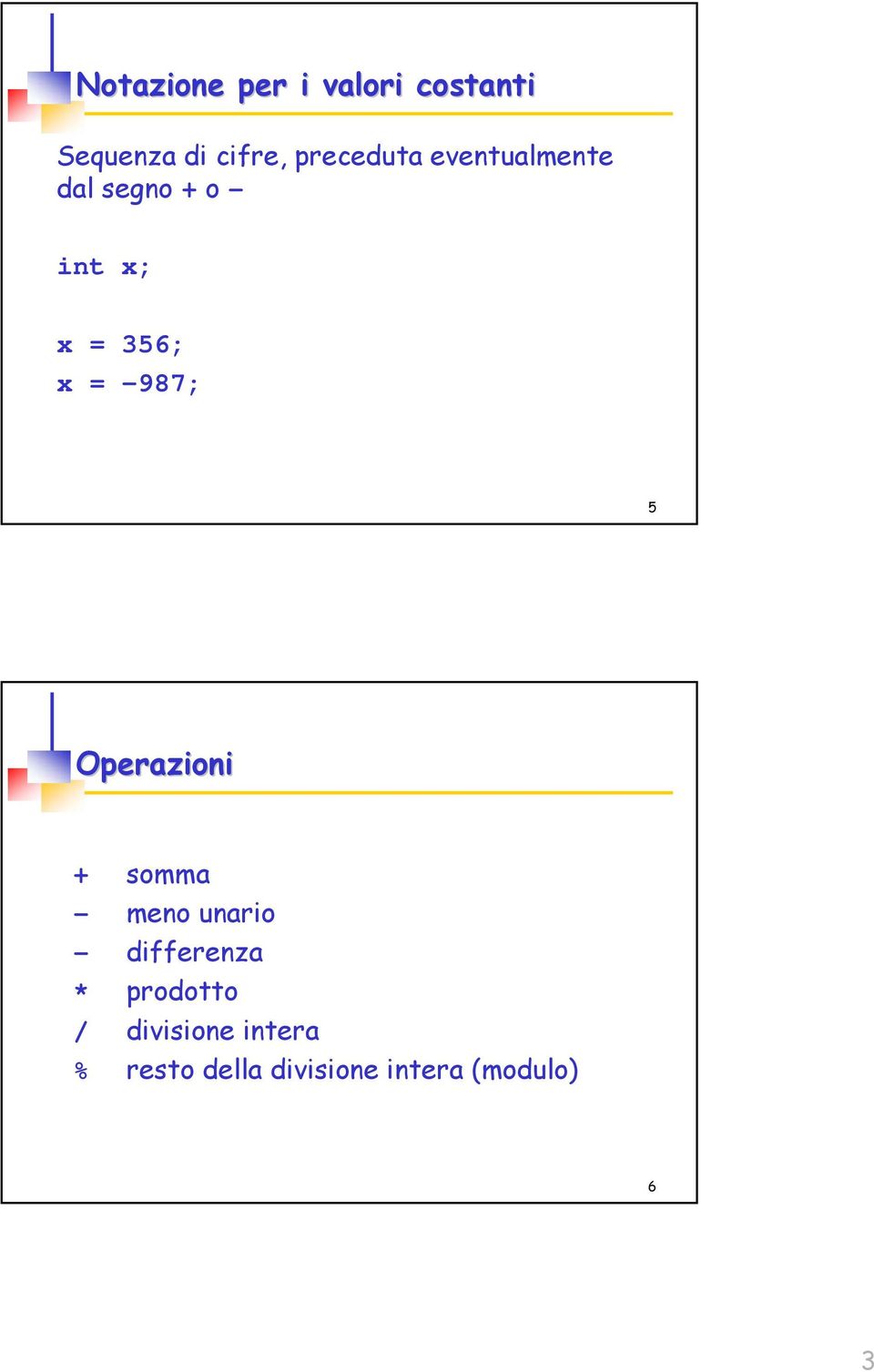 -987; 5 Operazioni + somma - meno unario - differenza *