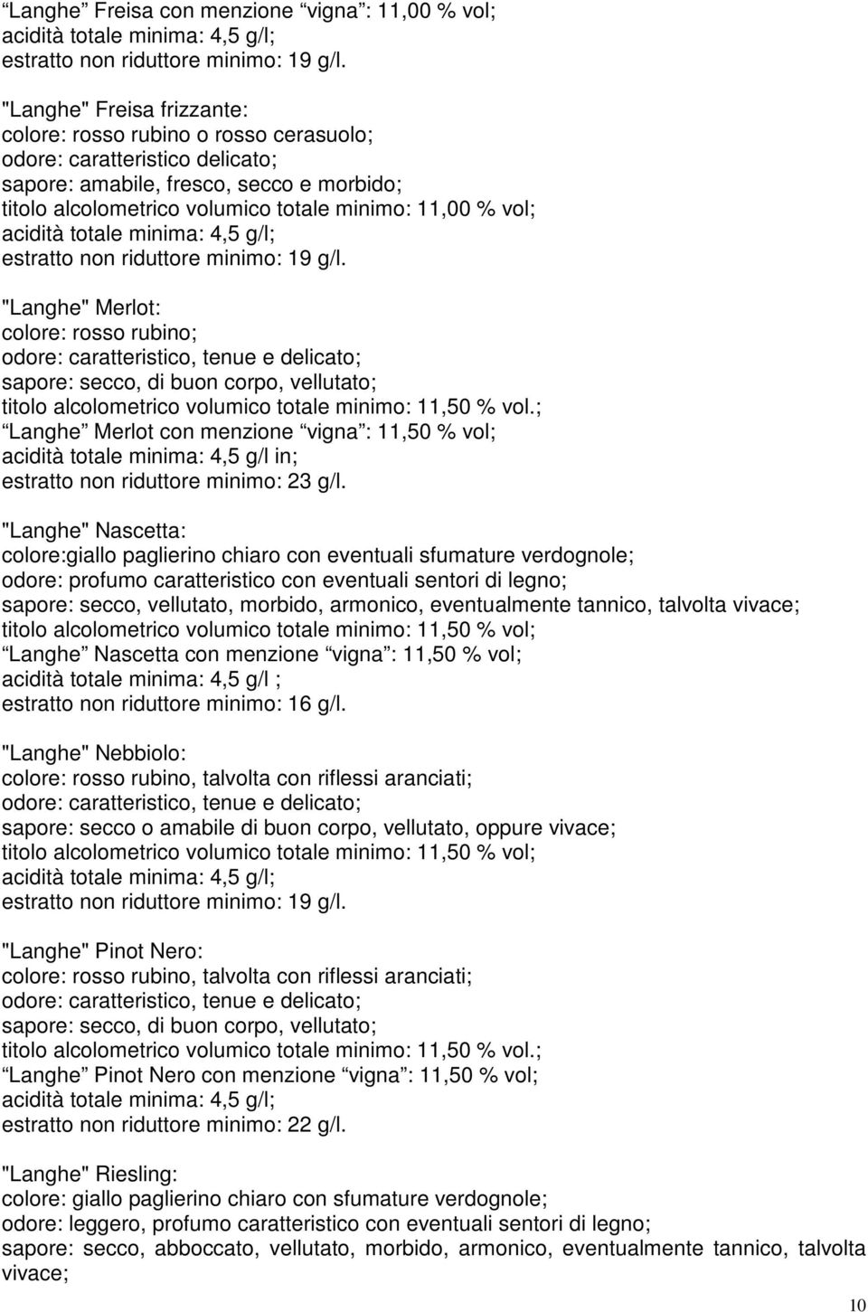 estratto non riduttore minimo: 19 g/l.