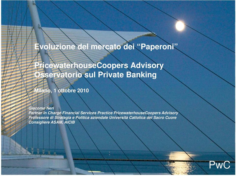 Services Practice PricewaterhouseCoopers Advisory Professore di