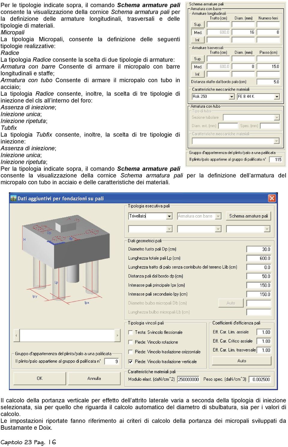 longtudnal e staffe; Armatura on tubo Consente d armare l mropalo on tubo n aao; La tpologa Rade onsente, noltre, la selta d tre tpologe d nezone del ls all nterno del foro: Assenza d nezone; Inezone