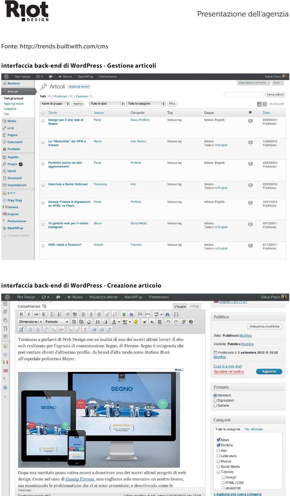 WordPress - Gestione articoli