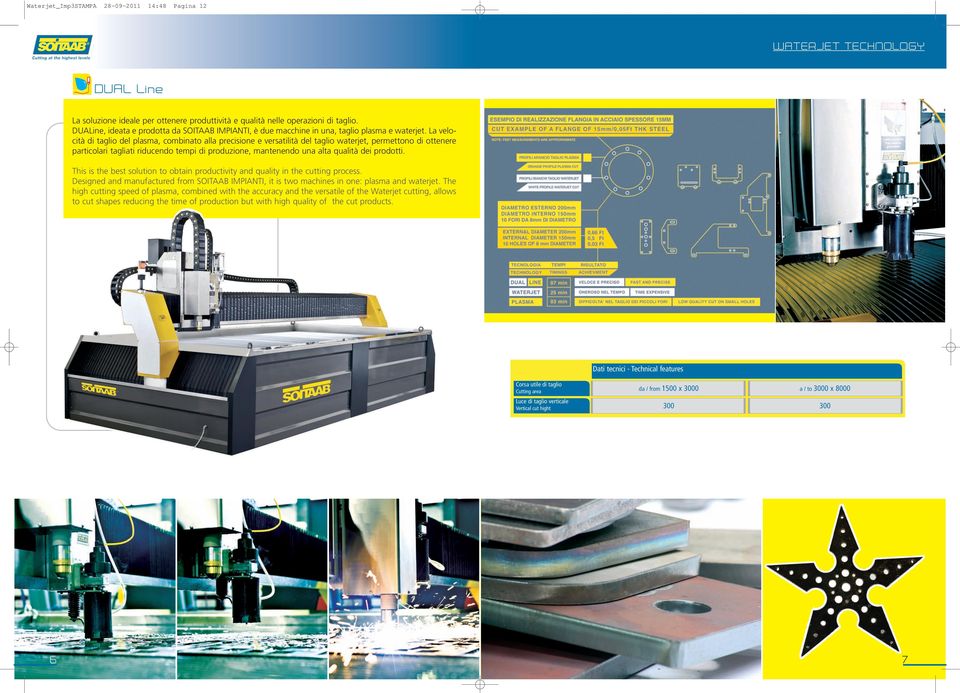 La velocità di taglio del plasma, combinato alla precisione e versatilità del taglio waterjet, permettono di ottenere particolari tagliati riducendo tempi di produzione, mantenendo una alta qualità