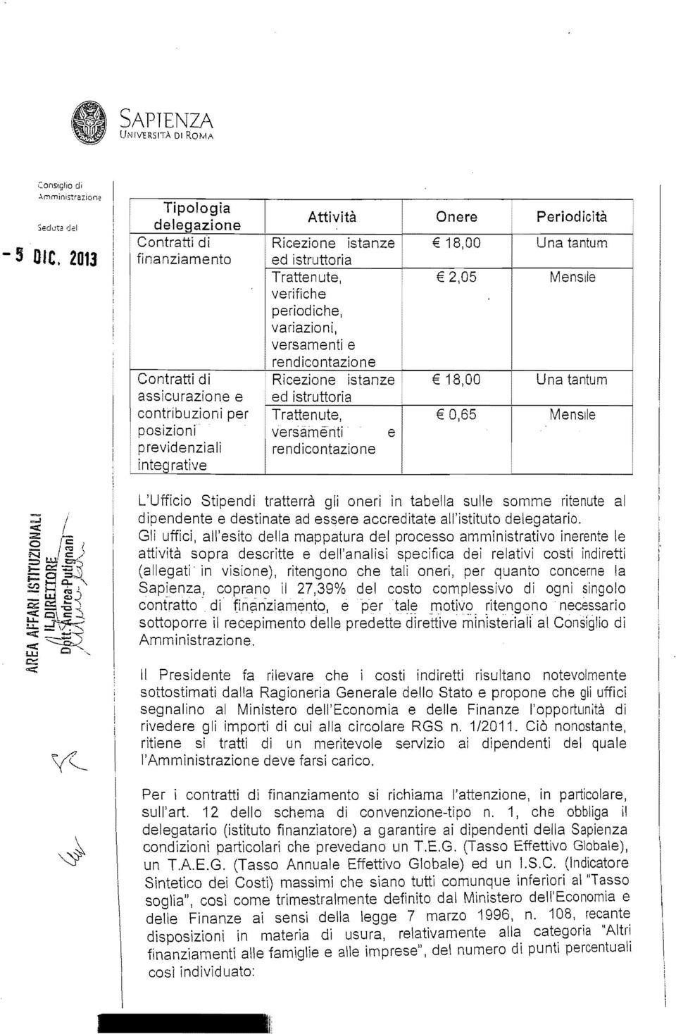 versamenti e rendicontazione Contratti di Ricezione istan.