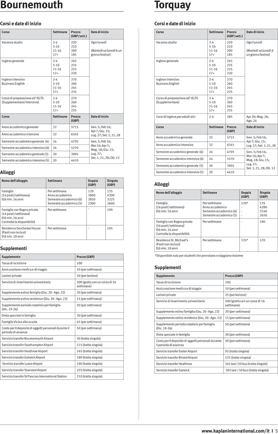 12 Semestre accademico intensivo (5) 20 4410 con Bagno privato Controlla la disponibilità Residence Dorchester House 120 0 2850 2300 135 4300 3225 0 190 195 Tassa di iscrizione 100 Prezzo 10 (per