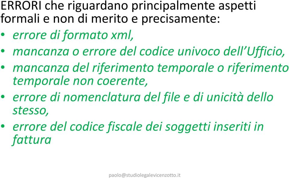 riferimento temporale o riferimento temporale non coerente, errore di nomenclatura del