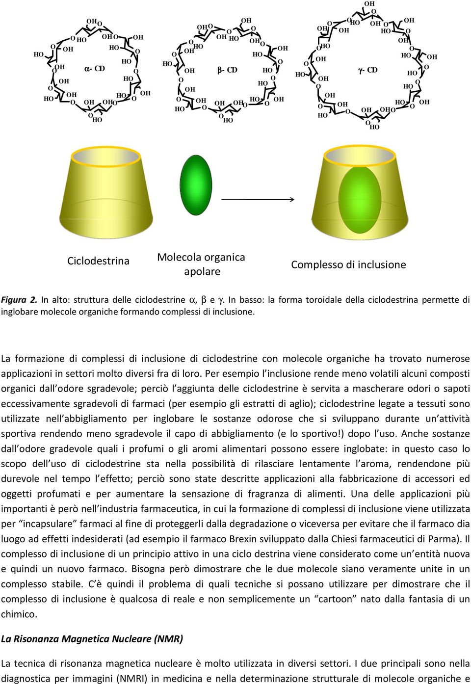 La formazione di complessi di inclusione di ciclodestrine con molecole organiche ha trovato numerose applicazioni in settori molto diversi fra di loro.